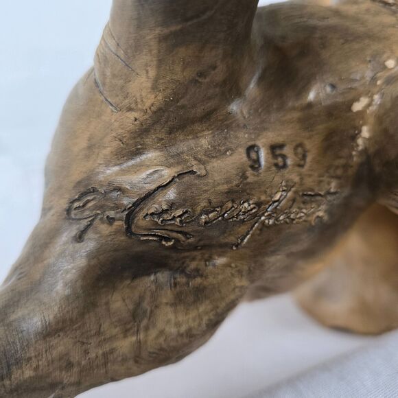 Large Bull Elephant Figurine Signed by Guido Cacciapuoti 10" x 11" x 8" Italy - Picture 2 of 13